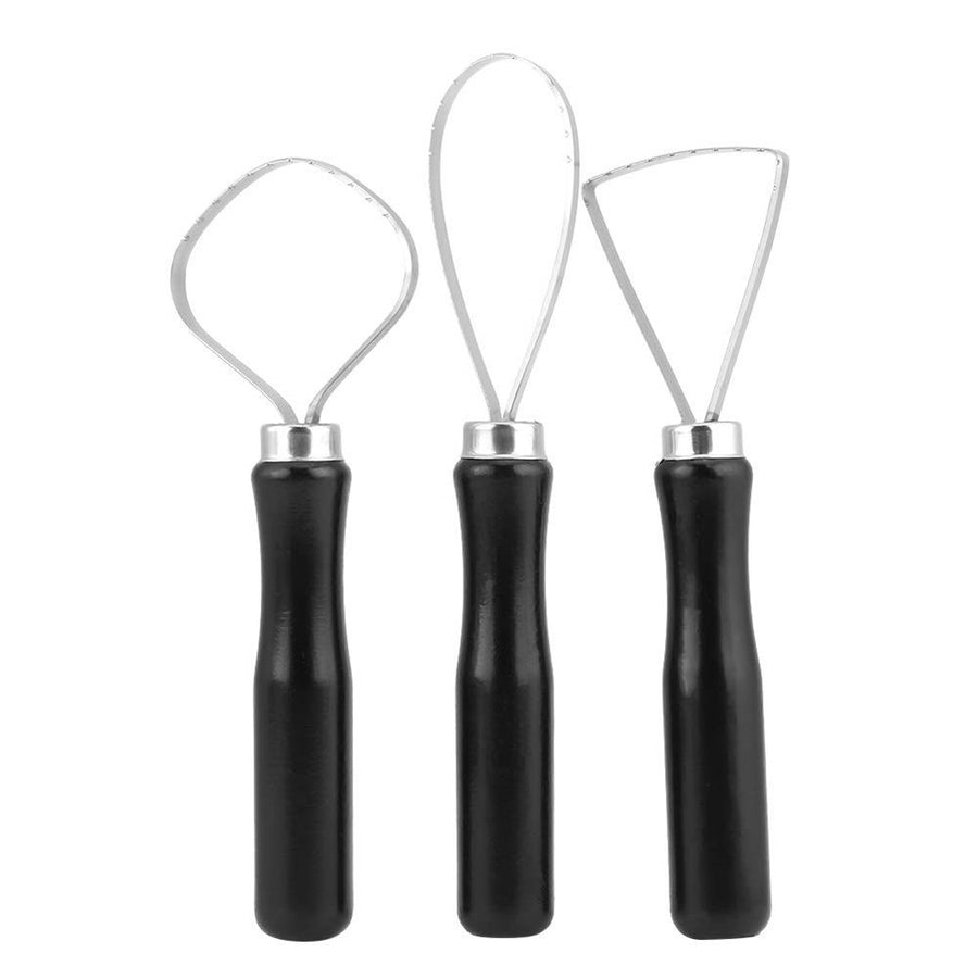 2 set Pottery Ceramics Tools 3 Pcs/set Wood Pottery Clay Sculpture Big Loop Tool with Stainless Steel Flat Wire