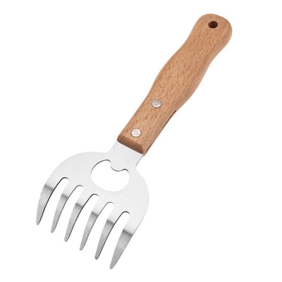 2 pack Stainless Steel Meat Shredder Claws with Long Wooden Handles for Pulled Pork, Turkey, Chicken - BBQ Tools for Shredding, Pulling, Handling, and Serving