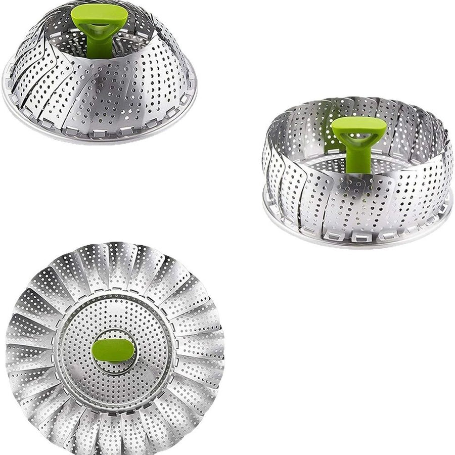 Vegetable Steamer Basket for Cooking Food, Stainless Steel Veggie Steam Basket for Pot, Folding Expandable Steaming Insert with Extendable Handle Fits Various Size Pot,7.1" to 11"