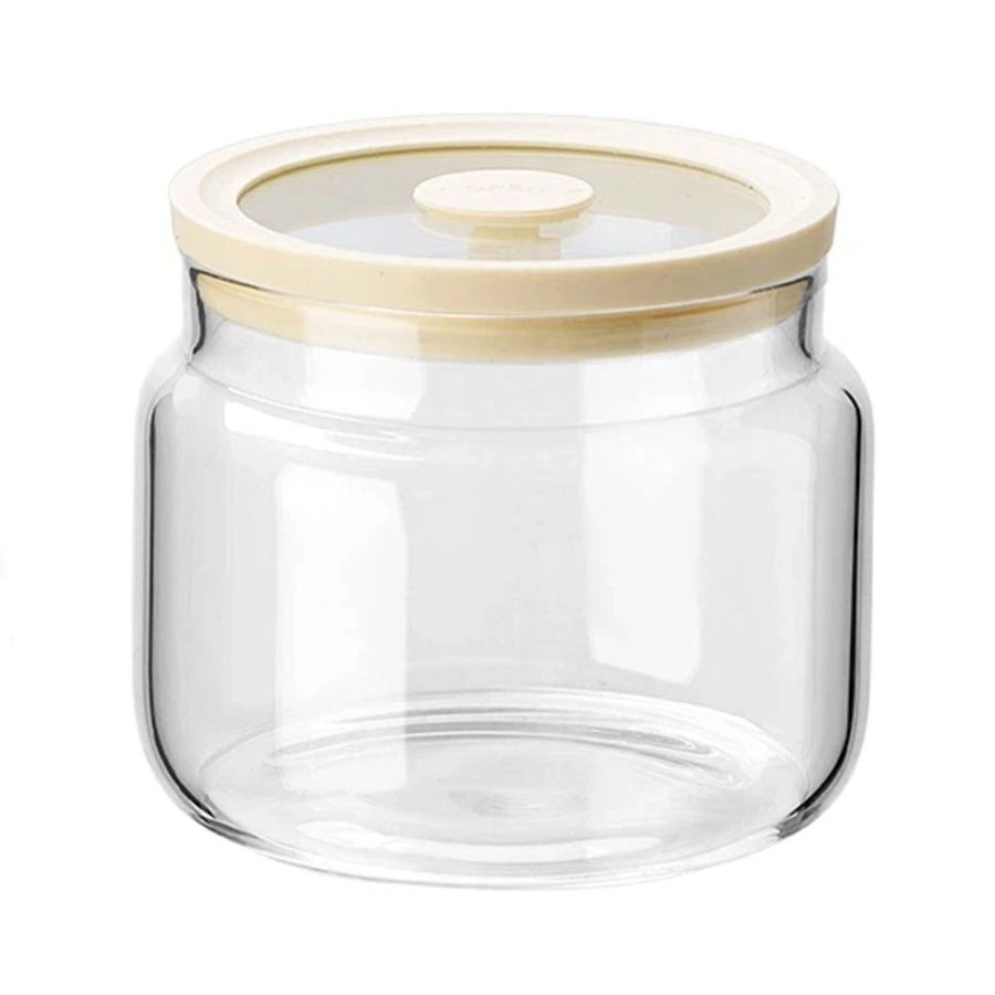 Glass Jar with Lid, 500ML Airtight Glass Storage Jar Glass Food Storage Containers for Kitchen Counter, Pantry, Decorative for Coffee, Sugar, Candy Jar Cute