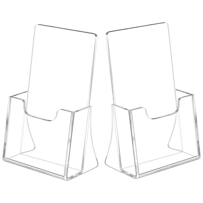 2 pack Acrylic Brochure Holder, Clear Acrylic Literature Holder Plastic Flyer Display Stand, Acrylic Countertop Organizer for Magazine, Pamphlet, Booklets, Menu, Journals