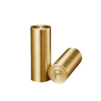 2Pcs Salt and Shakers Set, Stainless Steel Salt and Dispenser Gold Jar Rustproof Seasoning Bottle Easy Filling Salt and Shakers for Modern Home Kitchen