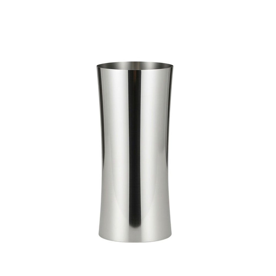 Stainless Steel Vase Coated Flower Holder with Mirror Polished Surface and Wire Drawing Inside (Silver)