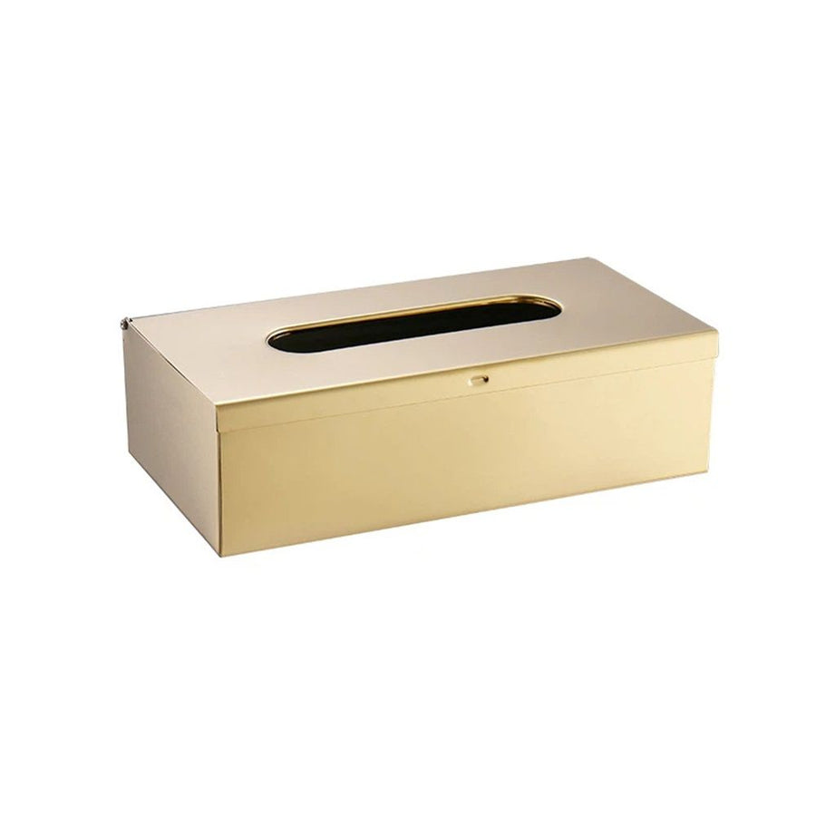 Tissue Box Cover Rectangle Stainless Steel Tissue Box Stylish Tissue Box Holder, Modern Tissue Cover for Bathroom Toilet Bedroom Living Room Kitchen Table Desk Office, Gold