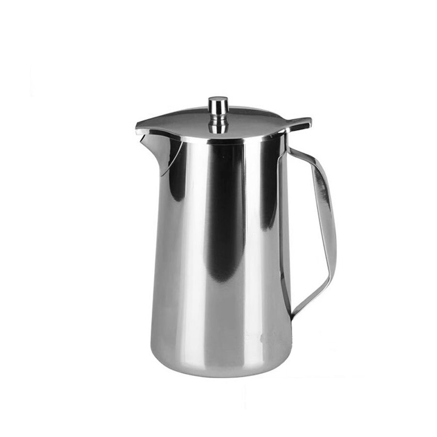 Stainless Steel Milk Frothing Pitcher, Stainless Steel Coffee Cup Mug Milk Frothing Pitcher Jug with Lid for Latte Coffee Art for Office Kitchen with handle(1800ML)