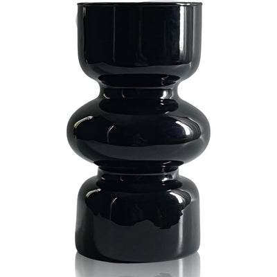 Black Glass Hydroponic Vase, Glass vase Flower, Three-Layer 7 inch Cylinder vase for Home Décor, Modern Glass Vase for Home, Office, Wedding（Vase only）