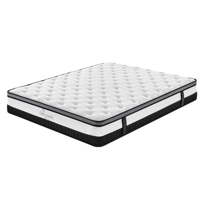 NNEDSZ  Euro Top Mattress Pocket Spring Medium Firm Hybrid Design Bed 30CM - King Single - White-0