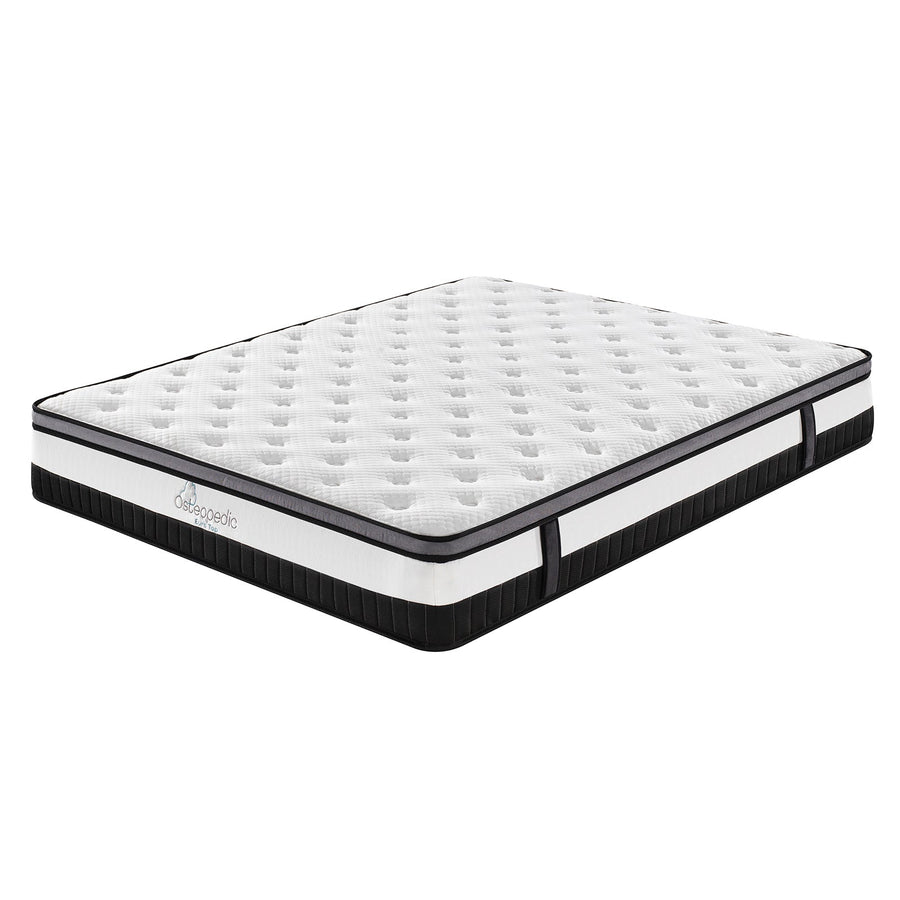 NNEDSZ  Euro Top Mattress Pocket Spring Medium Firm Hybrid Design Bed 30CM - King Single - White-0