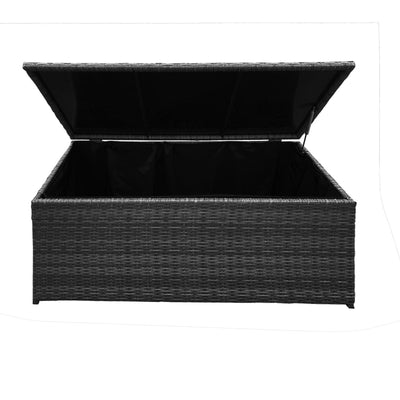 NNEDSZ  Furniture Outdoor Rattan Storage Box Garden Toy Tools Shed UV Resistant - Black-0