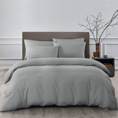 NNEDSZ Royal Comfort 2000TC 6 Piece Bamboo Sheet & Quilt Cover Set Cooling Breathable - Queen - Grey-0