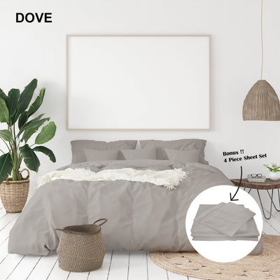 NNEDSZ Comfort 1000 Thread Count Bamboo Cotton Sheet and Quilt Cover Complete Set King Dove-0