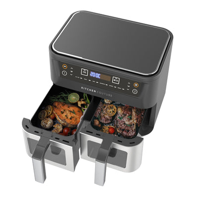 NNEDSZ Kitchen Couture Dual View 2 x 5 Litre (10 Litre) Air Fryer Stainless Steel-0