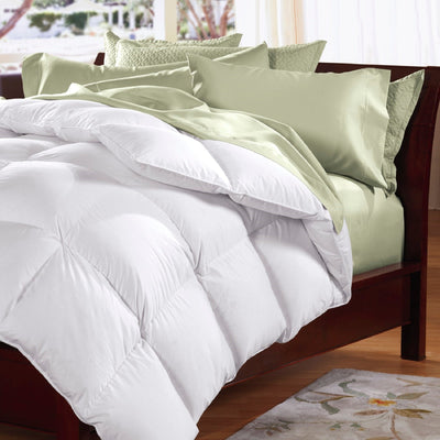 NNEDSZ Feather & Down Quilt 500GSM + Goose Feather and Down Pillows 2 Pack Combo Double White-0