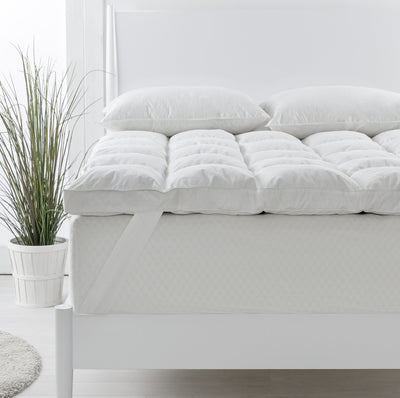 NNEDSZ  Comfort 1800GSM Duck Feather Down Topper And 1000GSM 2 Duck Pillows Set - King - White-0