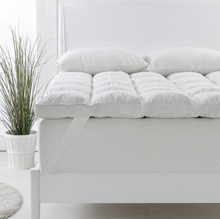NNEDSZ  Comfort 1800GSM Duck Feather Down Topper And 1000GSM 2 Duck Pillows Set - King - White-0