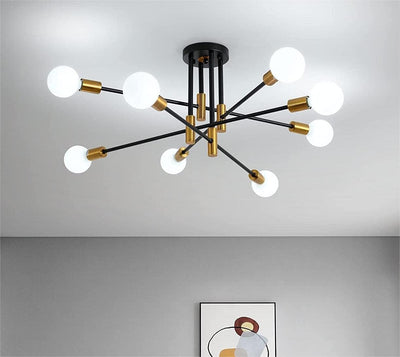 NNEDSZ Modern Black Gold Ceiling Light 8 Lights-0