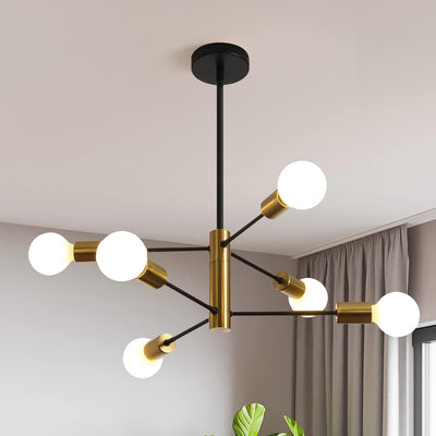 NNEDSZ Sputnik Chandelier Modern Industrial, 6-Light , Black & Gold-0