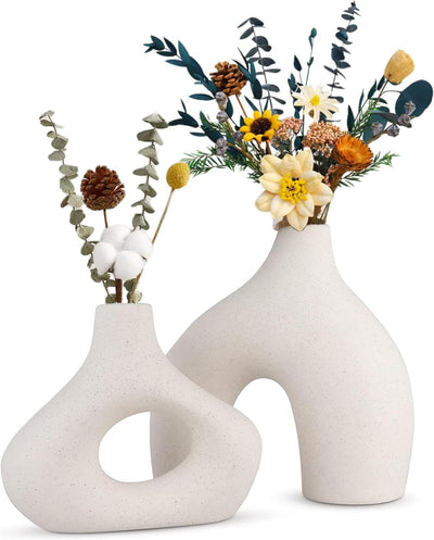 NNEDSZ Ceramic Set of 2 Modern White Vases for Home D�cor-0