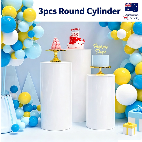 3pcs Metal Round Plinth Cylinder Pedestal Stand Wedding Decoration Cake Flower
