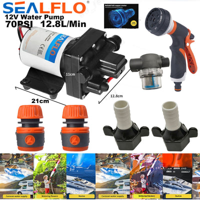 NNEDSZ 12V SEALFLO Water Pump High Pressure Self-priming rv Camping Boat 70PSI 11.3L/M-0