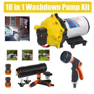 NNEDSZ 6.6GPM Washdown Pump Kit 12V Wash Pump w/ Hose Nozzle For Caravan RV Marine Boat-0
