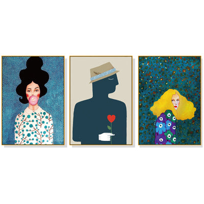 NNEDSZ Wall Art 40cmx60cm Modern Figure 3 Sets Gold Frame Canvas-0
