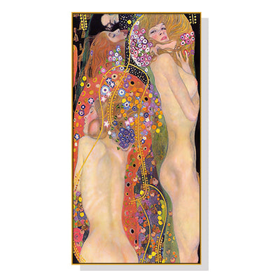 NNEDSZ Wall Art 50cmx100cm Water Serpents By Gustav Klimt Gold Frame Canvas-0