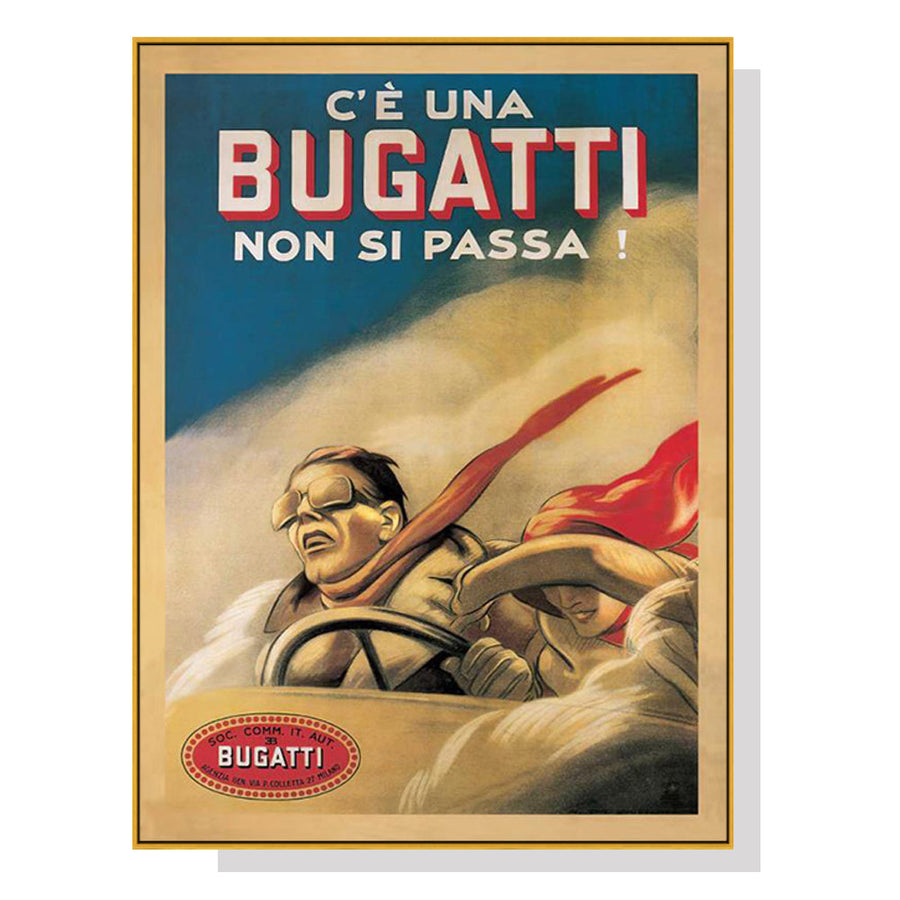 NNEDSZ Wall Art 50cmx70cm Bugatti Gold Frame Canvas-0