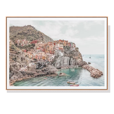 NNEDSZ Wall Art 80cmx120cm Italy Cinque Terre Wood Frame Canvas-0