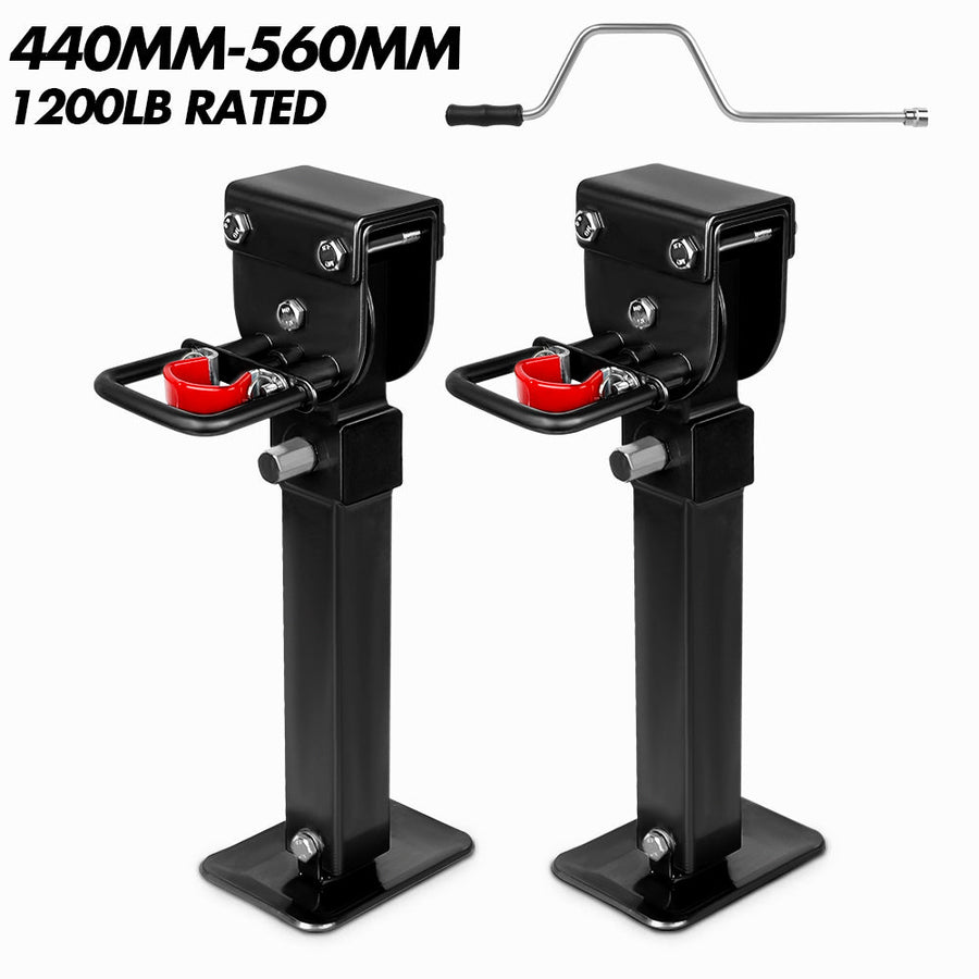 NNEDSZ Drop Down Legs 440MM- 560MM Trailer Steel Legs Caravan Corner 1200LBS Black-0