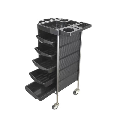 NNEDSZ 5 Drawer Hairdressing Trolley Black 90x30x36cm Hair Salon Beauty Rolling Cart-0