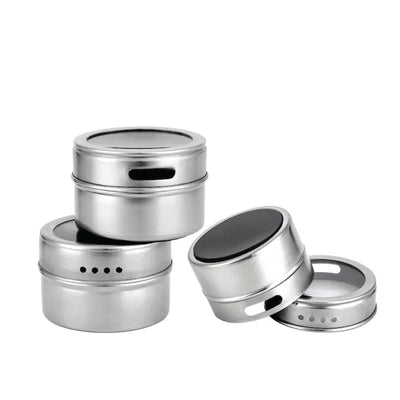 NNEDSZ 50x 150g Magnetic Spice Jar Stainless Steel Tin Herb Seasoning Storage Container-0