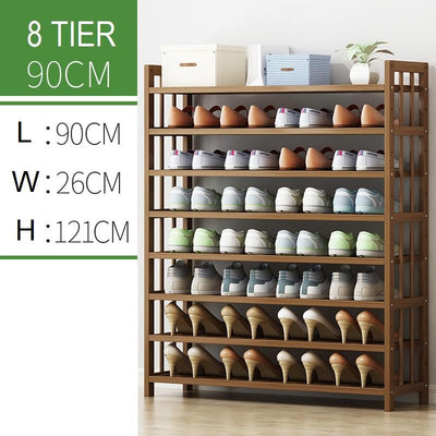 NNEDSZ 8 Tier Tower Bamboo Wooden Shoe Rack Corner Shelf Stand Storage Organizer-0