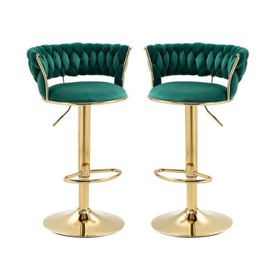 NNEDSZ SERENITà Green Velvet Seat Kitchen Breakfast Bar Stools Counter Height Barstools with Back Cushioned Chairs for Home Bar x2-0