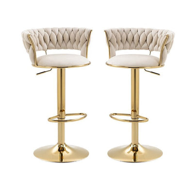 NNEDSZ SERENITà Ivory Velvet Seat Kitchen Breakfast Bar Stools Counter Height Barstools with Back Cushioned Chairs for Home Bar x2-0