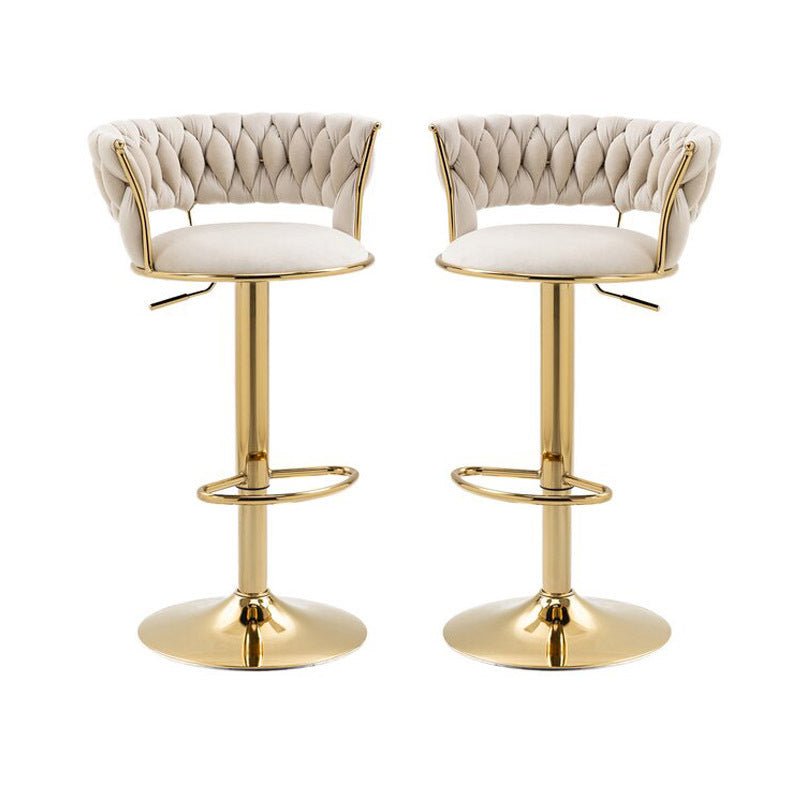 NNEDSZ SERENITà Ivory Velvet Seat Kitchen Breakfast Bar Stools Counter Height Barstools with Back Cushioned Chairs for Home Bar x2-0