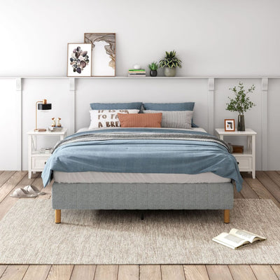 NNEDSZ Metal Bedframe Mattress Foundation (Light Grey) – King-0