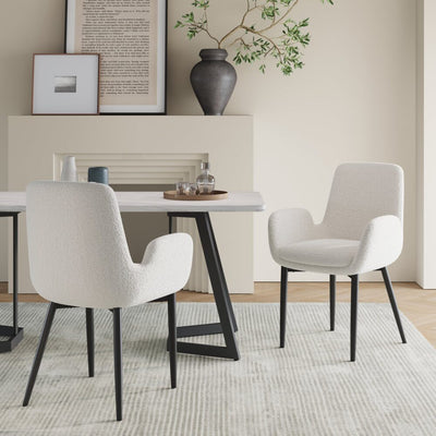 NNEDSZ Boucle – teddy Sherpa Fabric Bliss Armrest Dining Chair Ensemble-0