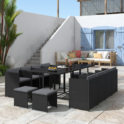 NNEDSZ Bali 13PC Outdoor Dining Set-Black-0