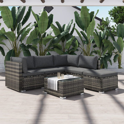 NNEDSZ Ottoman-Style Outdoor Lounge Set in Grey-0