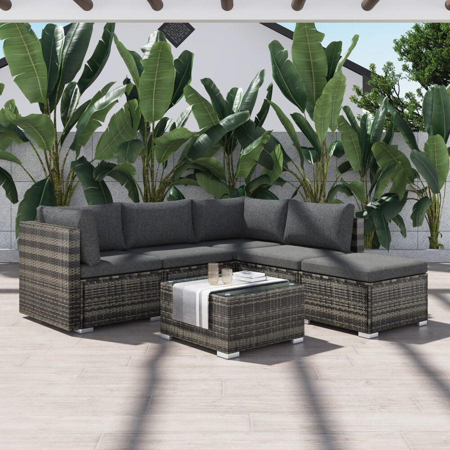 NNEDSZ Ottoman-Style Outdoor Lounge Set in Grey-0