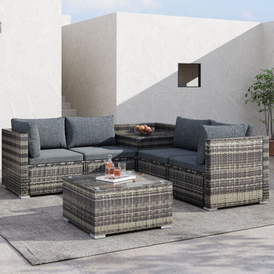 NNEDSZ 6PCS Outdoor Modular Lounge Sofa Coogee-Grey-0