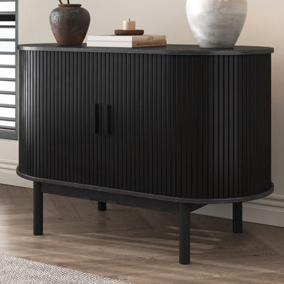 NNEDSZ Mid-Century Black Ribbed Sideboard Cabinet-0