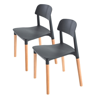 NNEDSZ 2X Retro Belloch Stackable Dining Cafe Chair BLACK-0