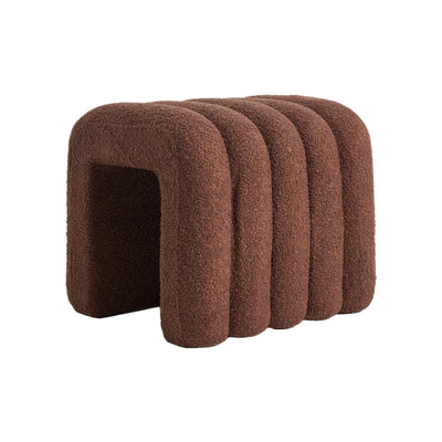 NNEDSZ Ridge Arch Ottoman Stool Teddy Fleece Fabric Foot Rest 45cm BROWN-0