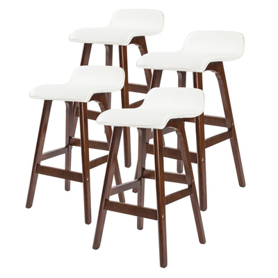 NNEDSZ 4X Wooden Bar Stool Dining Chair Leather SOPHIA 65cm WHITE BROWN-0