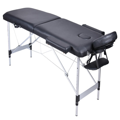 NNEDSZ YES4HOMES 2 Fold Portable Aluminium Massage Table Massage Bed Beauty Therapy Black-0