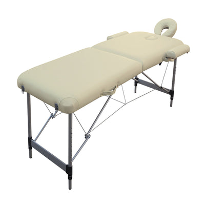 NNEDSZ YES4HOMES 2 Fold Portable Aluminium Massage Table Massage Bed Beauty Therapy Beige-0