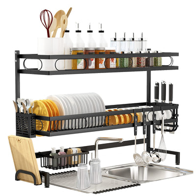 NNEDSZ 85cm 3 tier Over Sink Dish Drying Rack Drainer Kitchen Cutlery Holder Storage Organizer-0