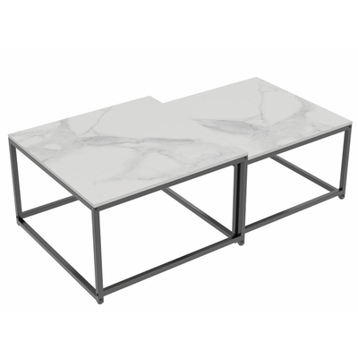 NNEDSZ Interior Ave - Ciest Square Nested Coffee Table Set - White Marble Stone-0